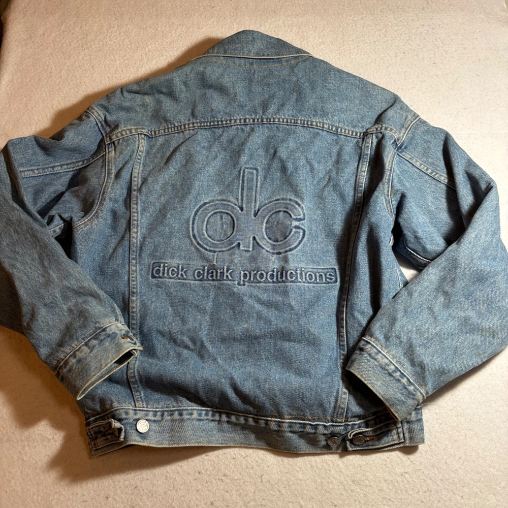 Vintage Dick Clark Productions Denim Jacket Flannel‎ Lined Mens Medium